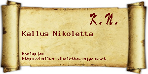 Kallus Nikoletta névjegykártya